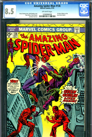 Amazing Spider-Man #136 CGC 8.5 - first H. Osborn as Goblin - SOLD!