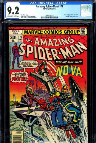 Amazing Spider-Man #171 CGC graded 9.2 Nova and Photon cover and story