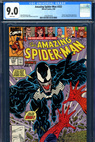 Amazing Spider-Man #332 CGC graded 9.0 Venom cover/story - SOLD!