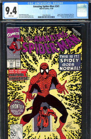 Amazing Spider-Man #341 CGC graded 9.4 Spidey loses his powers - SOLD!