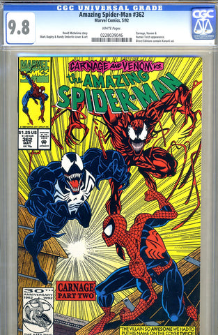 Amazing Spider-Man #362 CGC graded 9.8  second Carnage - SOLD!