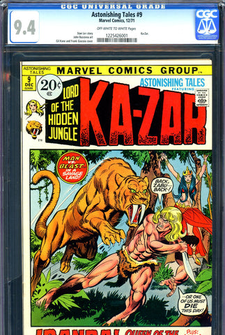 Astonishing Tales #09 CGC graded 9.4 Ka-Zar and Zabu c/s - SOLD!