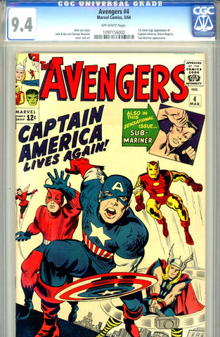 Avengers #04   CGC graded 9.4 first SA Captain America SOLD!