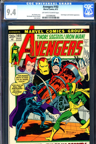 Avengers #102 CGC graded 9.4 - Grim Reaper/Sentinels - SOLD!