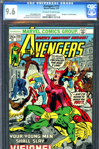 Avengers #113 CGC graded 9.6 vs suicide bombers - SOLD!