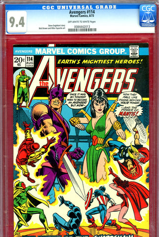 Avengers #114 CGC graded 9.4  Swordsman joins - 1st Mantis cover - SOLD!