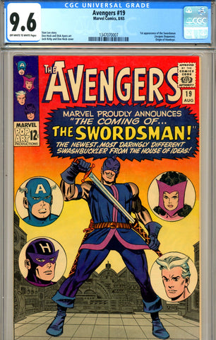 Avengers #19  CGC graded 9.6  origin of Hawkeye SOLD!