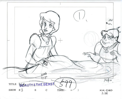 Original production cel -"Beauty & the Beast"- by Golden Films 027 (sketches) - SOLD!