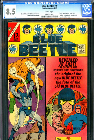 Blue Beetle #2 CGC graded 8.5 - origin (new) and "death" of (old) Blue Beetle - SOLD!