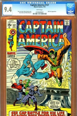 Captain America #127 CGC graded 9.4 Nick Fury cover/story - SOLD!