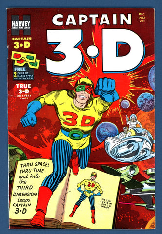 Captain 3-D #1   VERY FINE   1953  -  glasses attached
