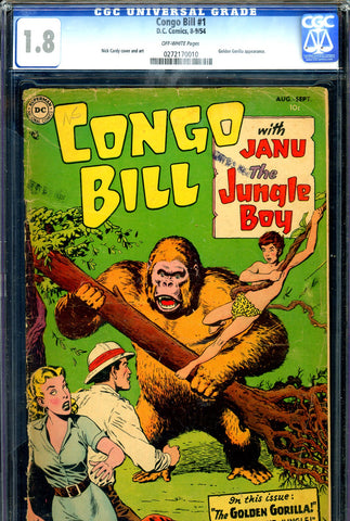 Congo Bill #1   CGC graded 1.8 - golden gorilla appearance Cardy cover & art SCARCE!