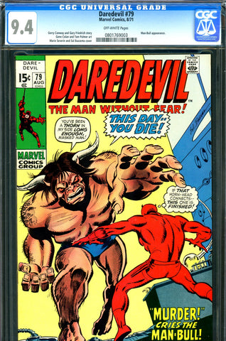 Daredevil #079 CGC graded 9.4 - Man-Bull cover and story - SOLD!