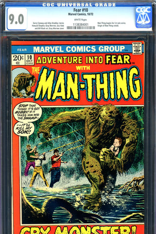 Fear #10 CGC graded 9.0 - first solo Man-Thing series - SOLD!