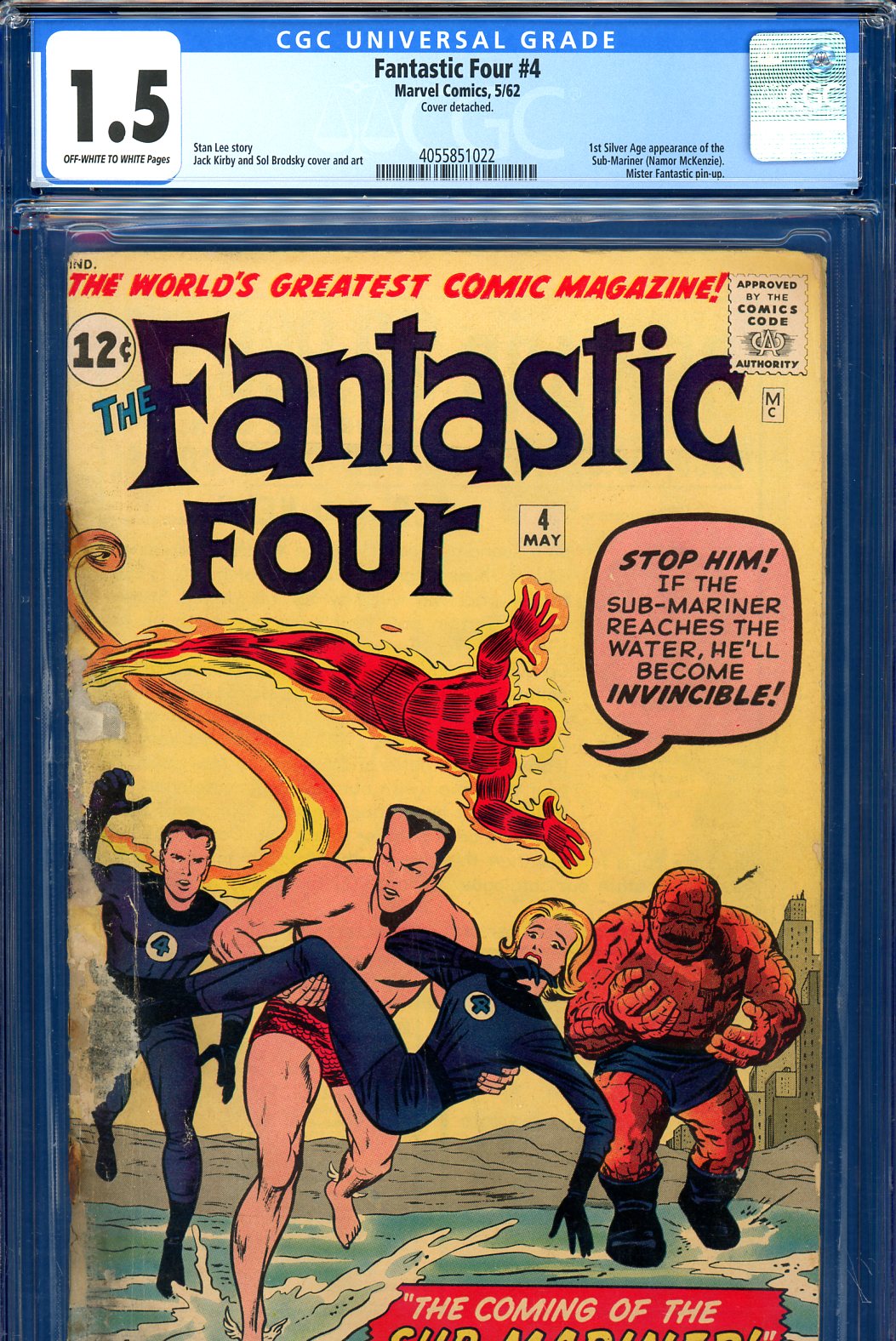 FANTASTIC FOUR #5 CGC 6.0 CR/OW PAGES