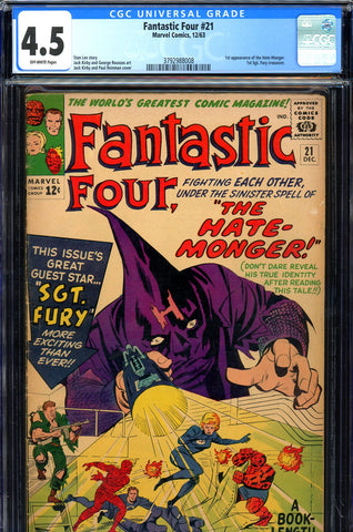 Fantastic Four #021 CGC graded 4.5 - first appearance Hate-Monger - SOLD!