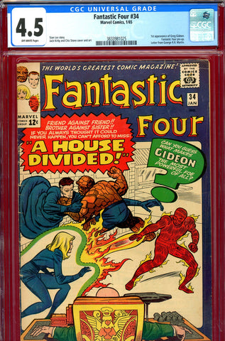 Fantastic Four #034 CGC graded 4.5 - first appearance of Greg Gideon - SOLD!
