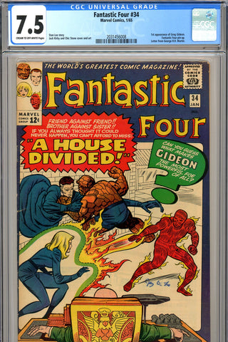 Fantastic Four #034 CGC graded 7.5  first Greg Gideon SOLD!