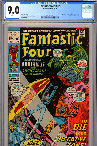 Fantastic Four #109 CGC graded 9.0 white pages - SOLD!