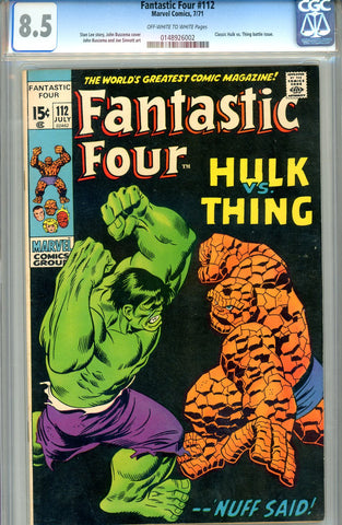 Fantastic Four #112 CGC graded 8.5  Hulk vs Thing battle SOLD!
