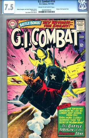G.I. Combat #114 CGC graded 7.5   origin Haunted Tank - SOLD!