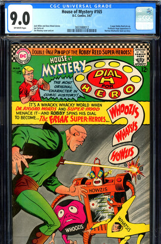 House of Mystery #165 CGC graded 9.0 dial "H" for Hero featured - SOLD!