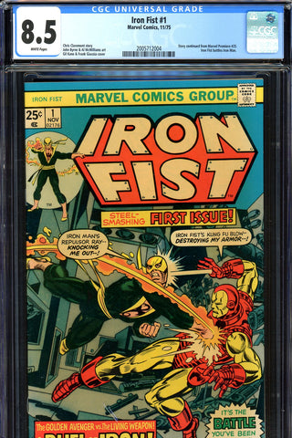 Iron Fist #01 CGC graded 8.5 - battles Iron Man - SOLD!
