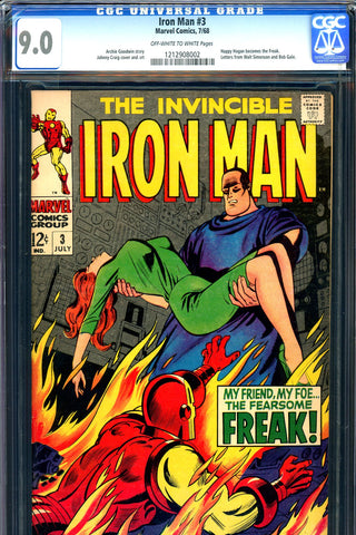 Iron Man #003 CGC graded 9.0 - Happy becomes the Freak SOLD!