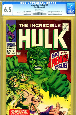Incredible Hulk #102 CGC graded 6.5 - series begins - SOLD!