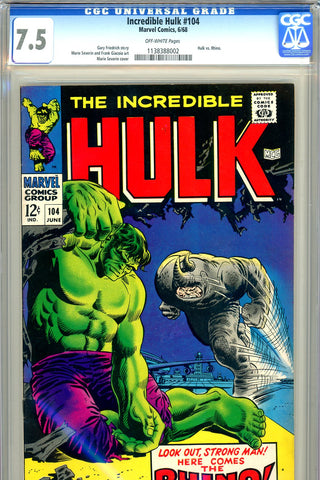Incredible Hulk #104 CGC graded 7.5 Rhino c/s