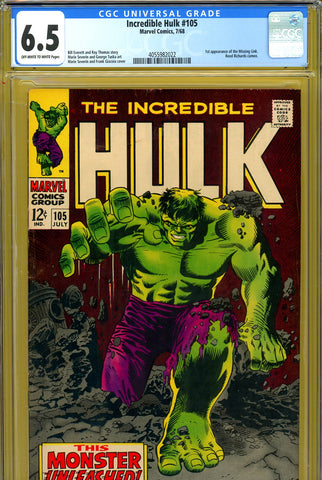 Incredible Hulk #105 CGC graded 6.5 - first appearance of the Missing Link - SOLD!