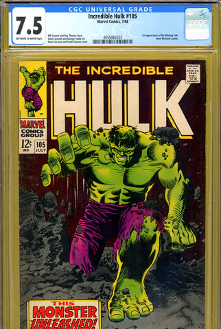 Incredible Hulk #105 CGC graded 7.5 - first appearance of the Missing Link