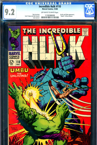 Incredible Hulk #110 CGC graded 9.2 Death Bruce Banner - SOLD!