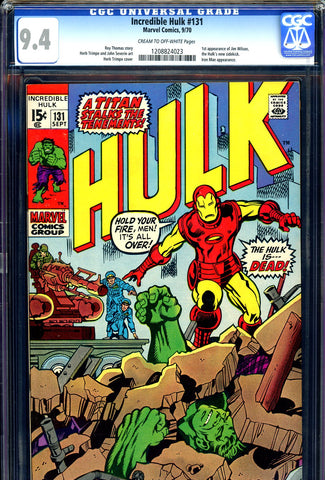 Incredible Hulk #131 CGC graded 9.4 - 1st Jim Wilson - SOLD!