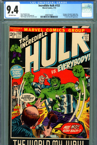 Incredible Hulk #153 CGC graded 9.4 Avengers, D.D., F.F., ASM + more