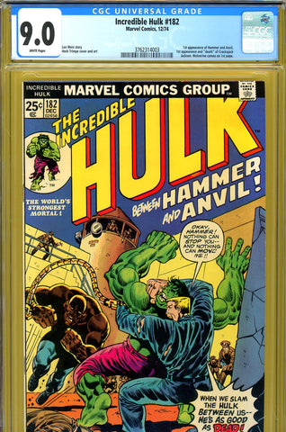 Incredible Hulk #182 CGC graded 9.0  Wolverine on 1st page - SOLD!