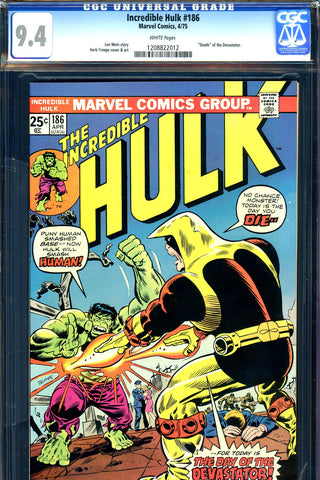 Incredible Hulk #186 CGC graded 9.4  "Death" of the Devastator - SOLD!