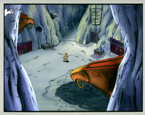 Original production cel -"King Arthur"- by Golden Films 259 MATTED w/original background