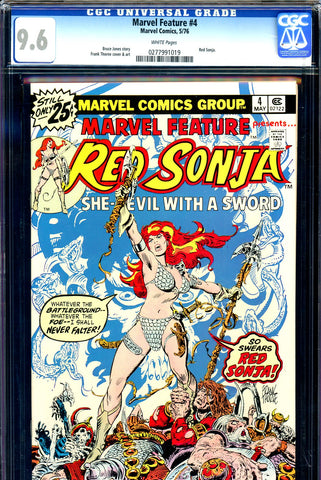 Marvel Feature #04 CGC graded 9.6  classic cover - Red Sonja   (1976)