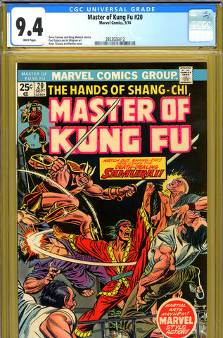 Master Of Kung Fu #20 CGC graded 9.4 third highest graded