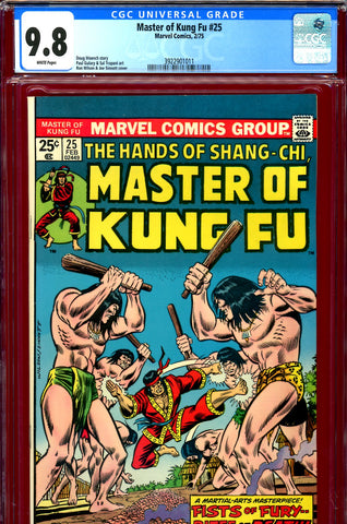 Master Of Kung Fu #25 CGC graded 9.8 HIGHEST GRADED white pages - SOLD!