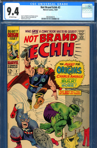 Not Brand Echh #03 CGC graded 9.4  parody of Thor, Hulk and Cap origins