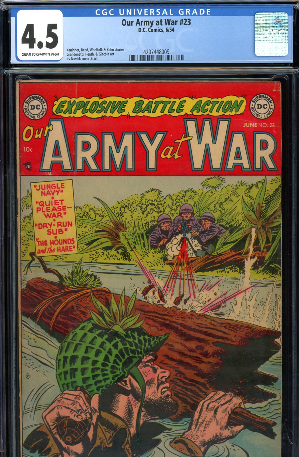 Cedar Chest Comics Our Army At War 23 CGC graded 4.5 Novick cover