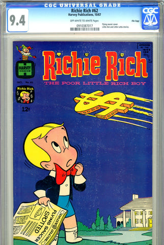 Richie Rich #62 CGC graded 9.4 - scarce in grade - SOLD!