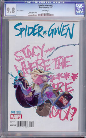 Spider-Gwen #3  CGC graded 9.8 - Variant Edition - HIGHEST GRADED