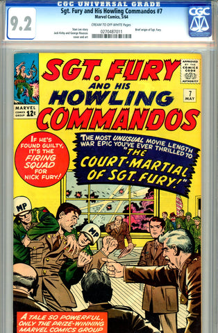 Sgt. Fury #07  CGC graded 9.2 SOLD!