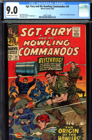 Sgt. Fury #34 CGC graded 9.0 - origin of the Commandos  SOLD!