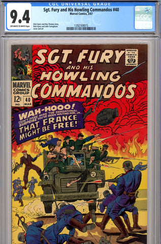 Sgt. Fury #40 CGC graded 9.4 -third highest graded - SOLD!