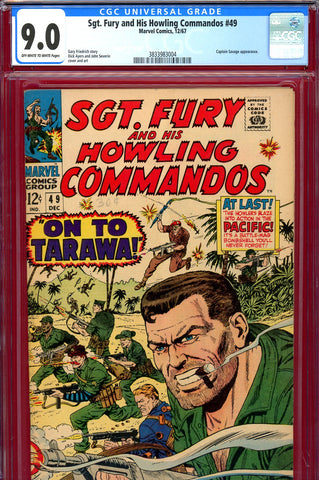 Sgt. Fury #49 CGC graded 9.0 - Captain Savage appearance - SOLD!