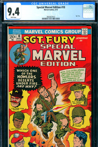 Special Marvel Edition #10 CGC graded 9.4 - featuring Sgt. Fury  low CGC population - SOLD!